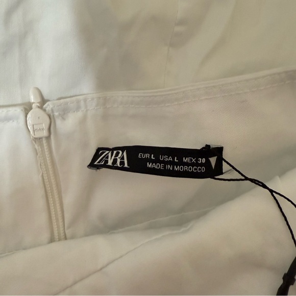 NWT Zara Bow Trim Gabardine Mini Dress Size Large Bridal Bachelorette - Picture 8 of 10